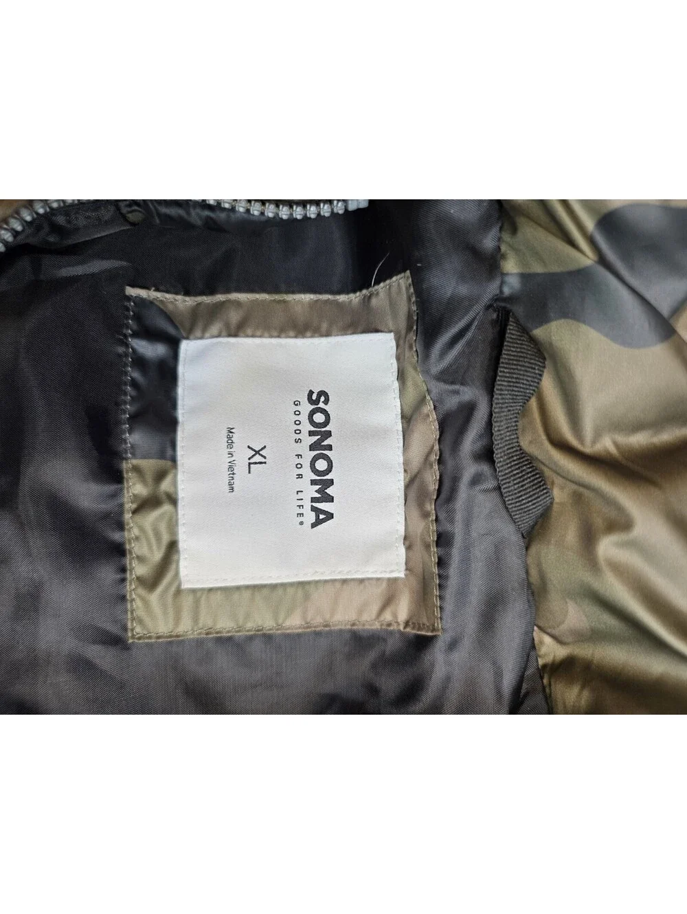 Sonoma Men's XL Camo Puffer Vest Full Zip Quilted Camouflage Lightweight EUC